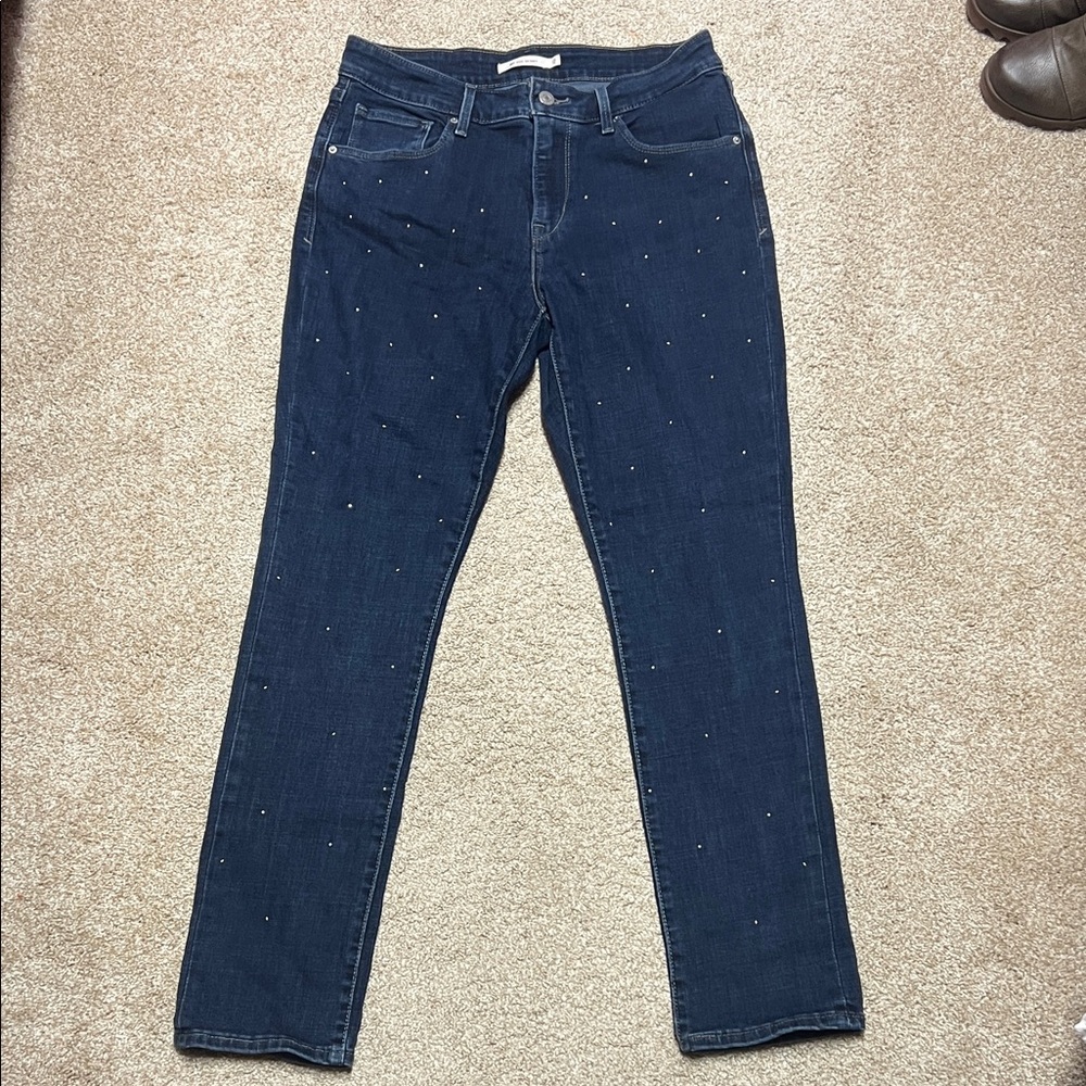 Levi's Women's Dark Blue Skinny Jeans with Stud Accents
